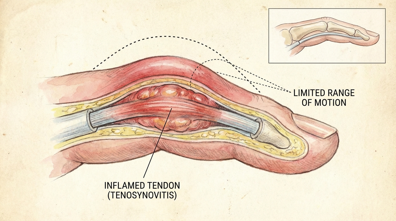 découvrez les causes possibles d'un doigt gonflé et bloqué en flexion, ainsi que les solutions adaptées pour soulager la douleur et retrouver une bonne mobilité.